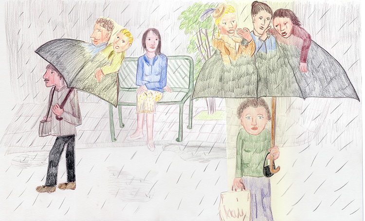  Illustration Bärbel Klingel zu Mascha Kaleko: Das geringere Übel